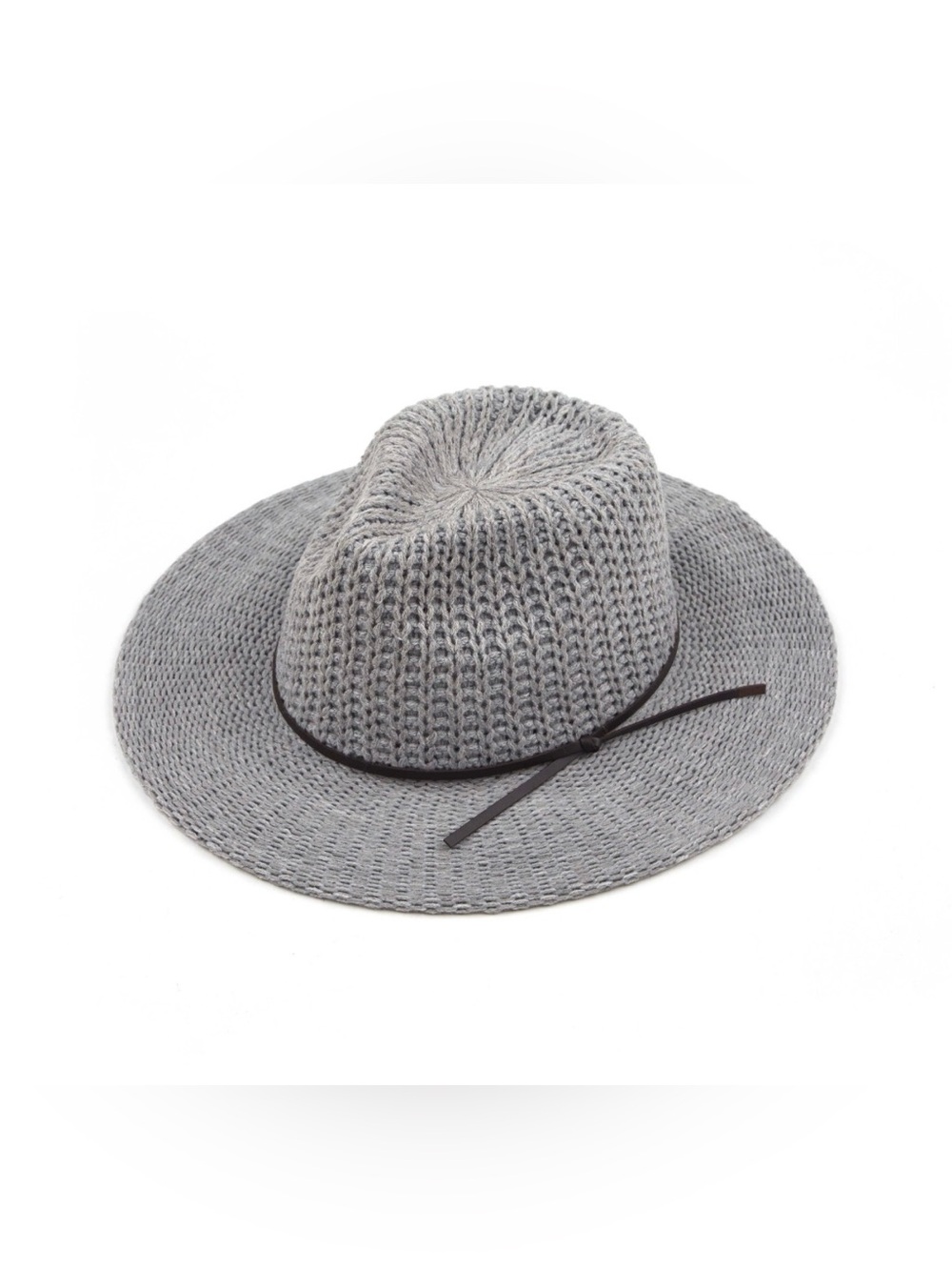C.C Grey Knit Wide-Brim Fedora with Trim